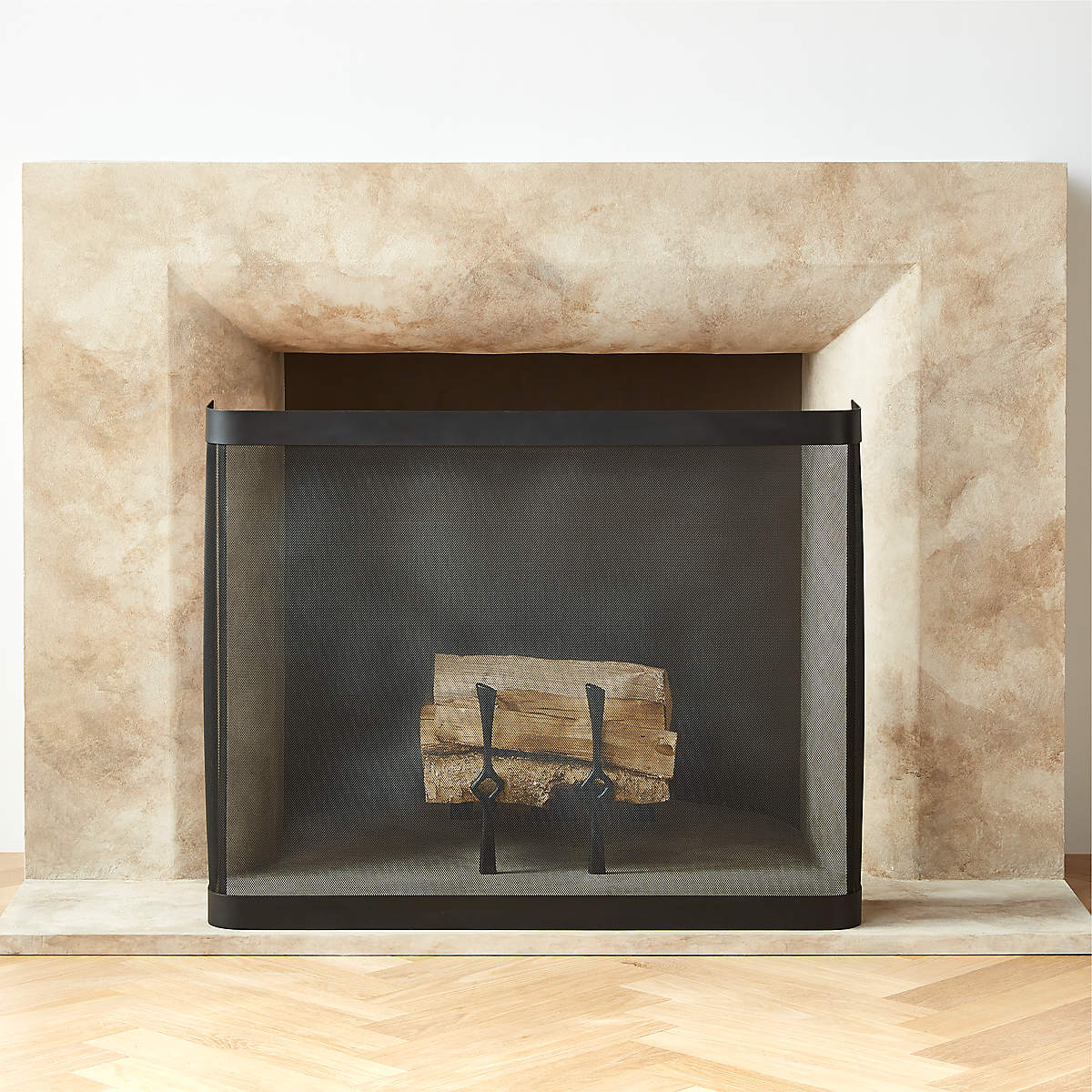 Ember Black Mesh Fireplace Screen | CB2