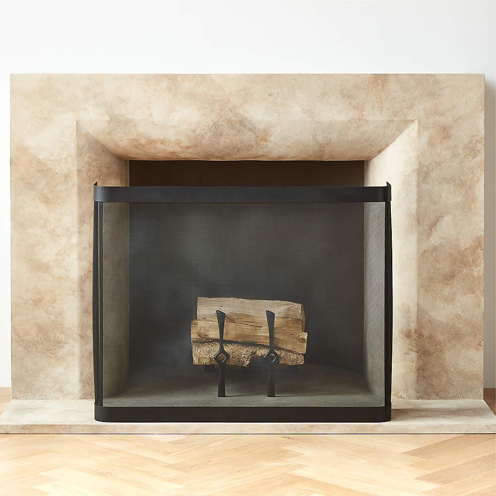 Ember Black Mesh Fireplace Screen | CB2