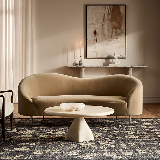 Curvo 96.5" Camel Velvet Sofa by goop