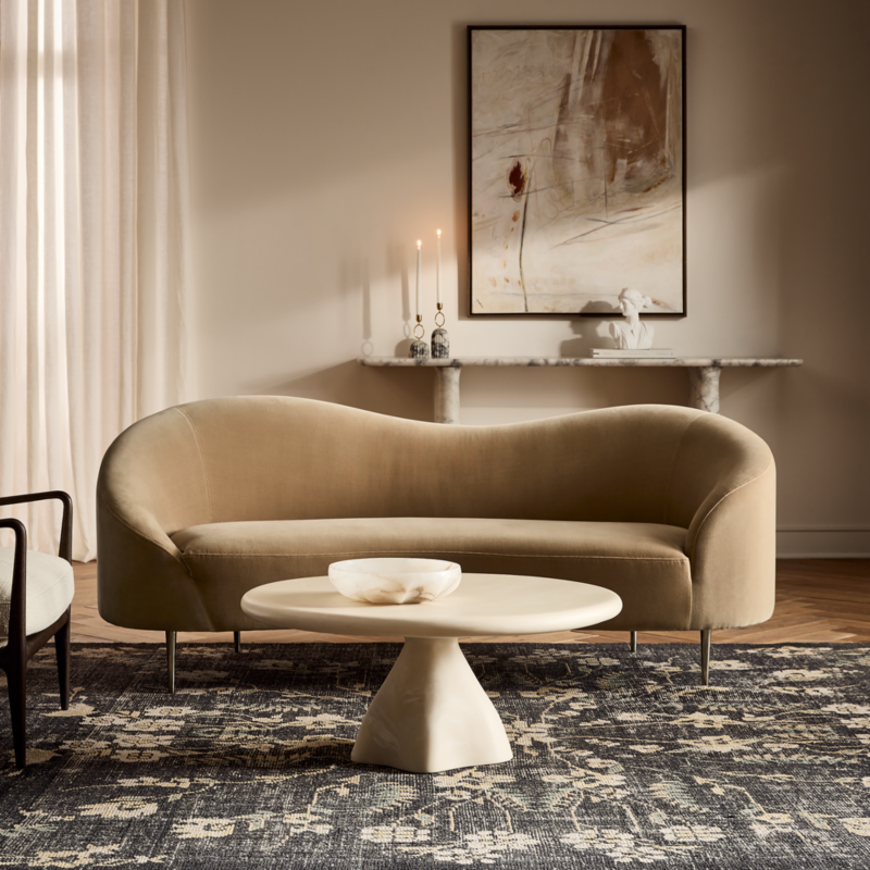 Curvo 96.5" Camel Velvet Sofa by goop - image 10 of 15