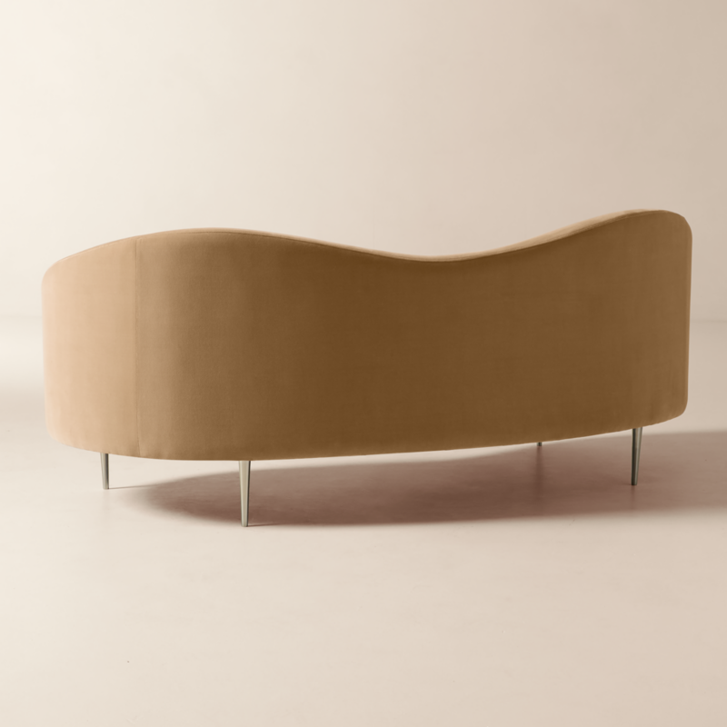 Curvo 75" Camel Velvet Apartment Sofa by goop - image 7 of 16