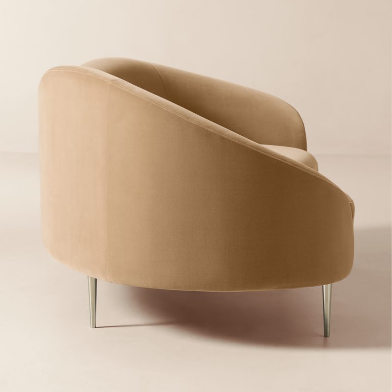 Curvo 75" Camel Velvet Apartment Sofa by goop - image 6 of 16