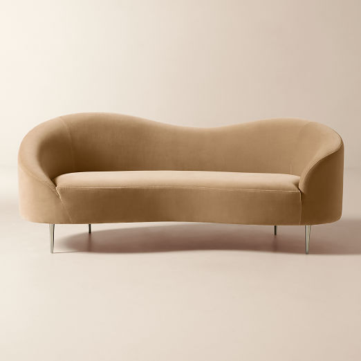 Curvo 96.5" Camel Velvet Sofa by goop