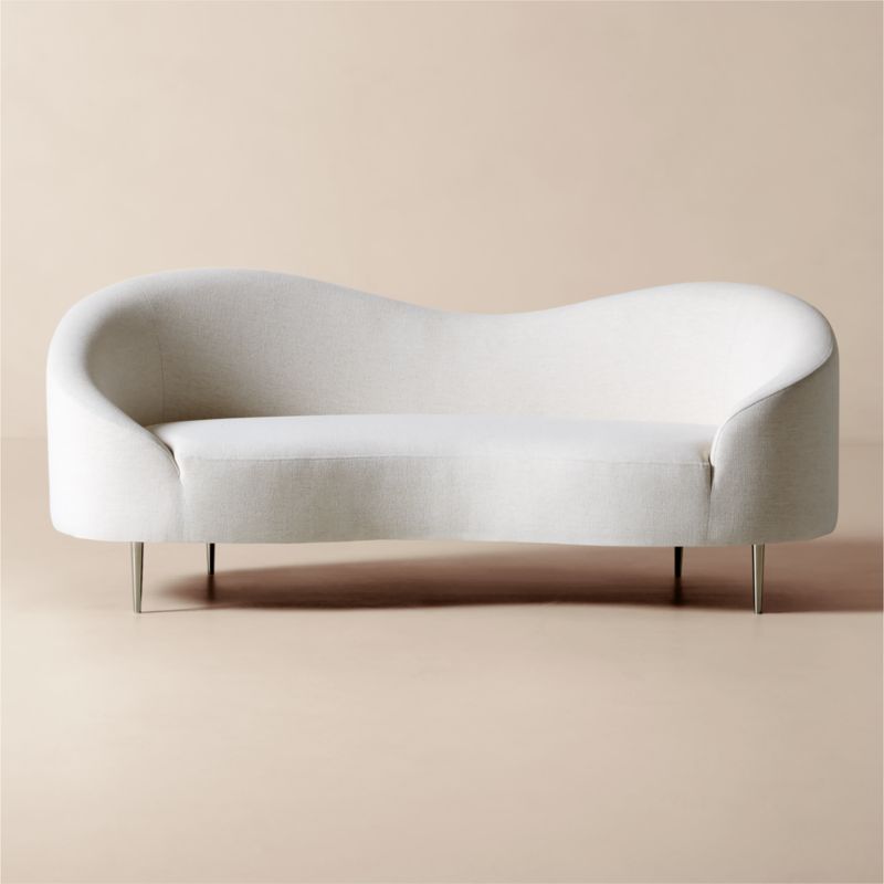 Curvo 75" White Performance Fabric Apartment Sofa by goop - image 0 of 8