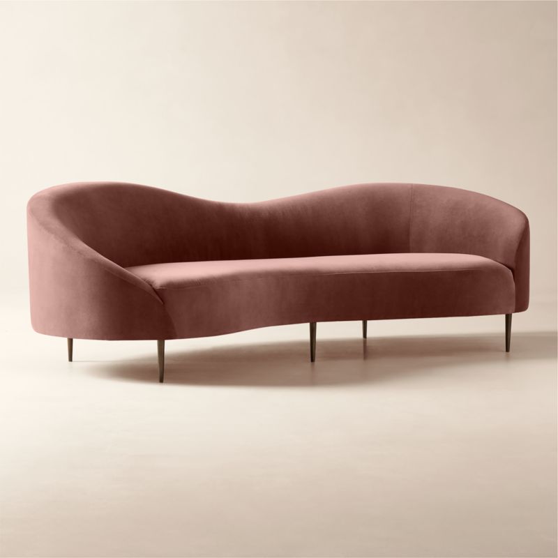 Curvo 95.5" Rose Velvet Sofa by goop - image 3 of 8