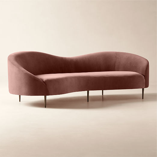 Curvo 95.5" Rose Velvet Sofa by goop