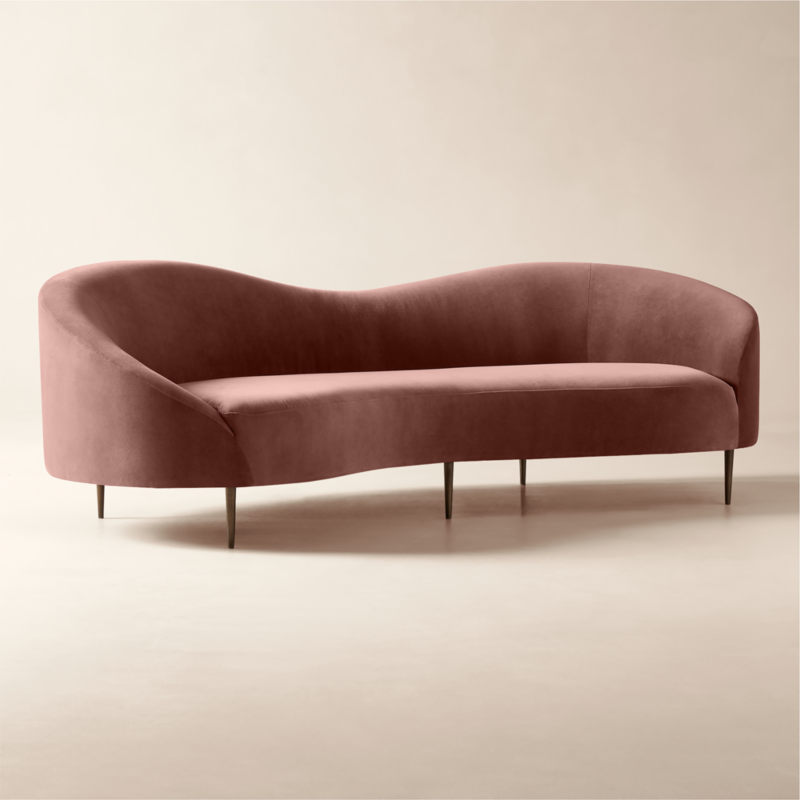 Curvo 96.5" Rose Velvet Sofa by goop - image 5 of 16