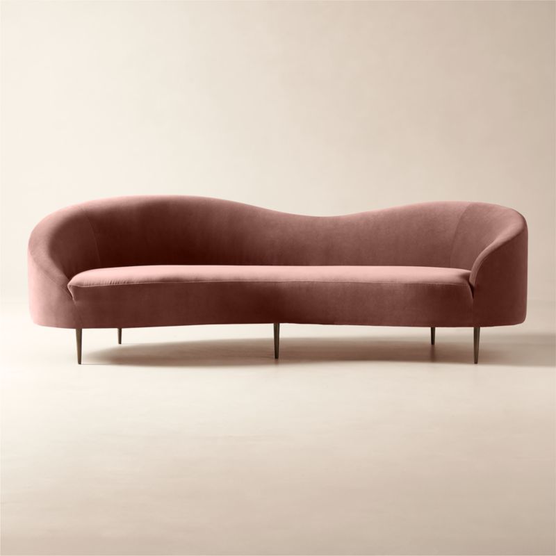 Curvo 95.5" Rose Velvet Sofa by goop - image 0 of 8