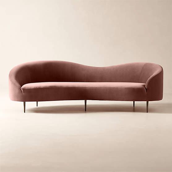 Curvo 96.5" Rose Velvet Sofa by goop