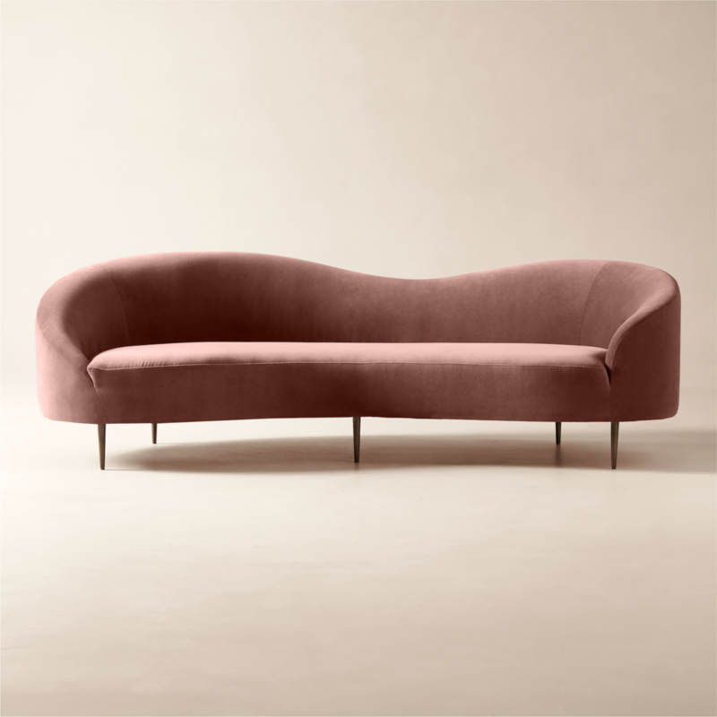 Curvo 96.5" Rose Velvet Sofa by goop - image 0 of 16