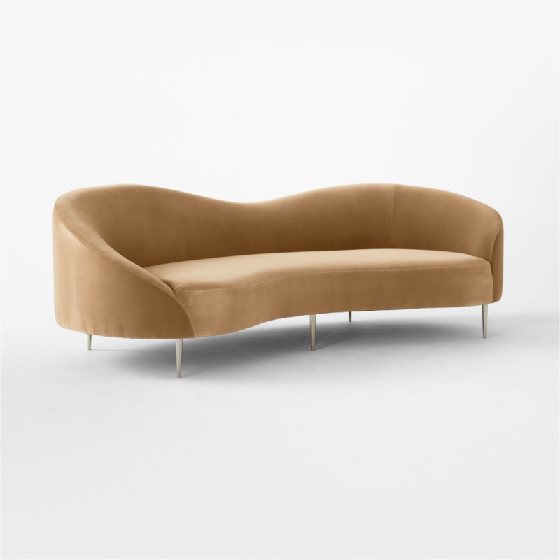 Curvo 96.5" Camel Velvet Sofa by goop - image 5 of 15