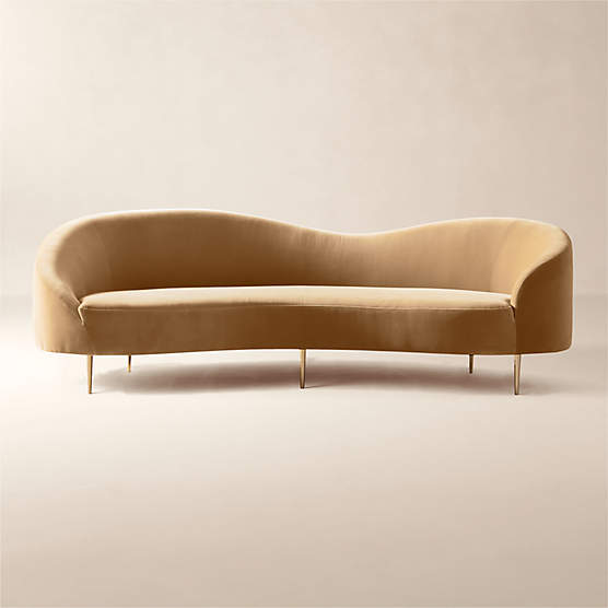 Curvo 96.5" Camel Velvet Sofa by goop