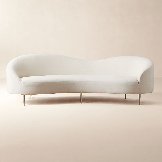 Curvo White Performance Fabric Sofa by goop (75"-96.5")