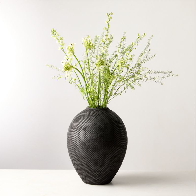View Cusco Textured Black Terracotta Vase Tall details