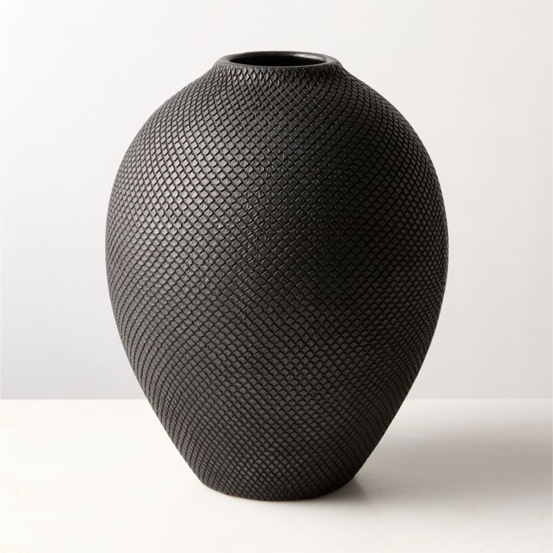 Cusco Textured Black Terracotta Vase Tall - image 2 of 7