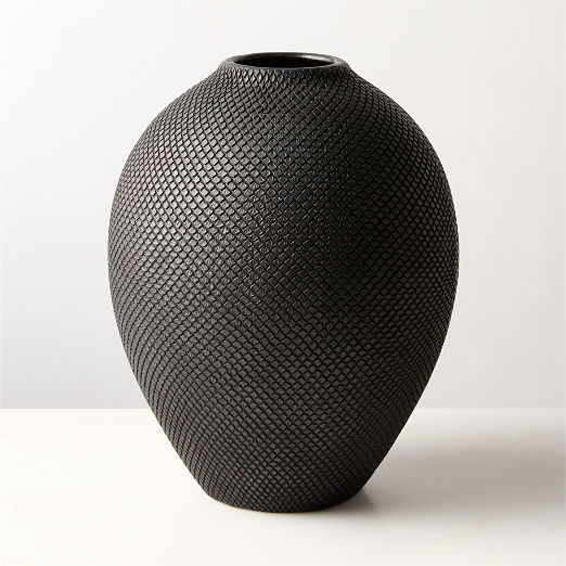 Cusco Textured Black Terracotta Vase Tall