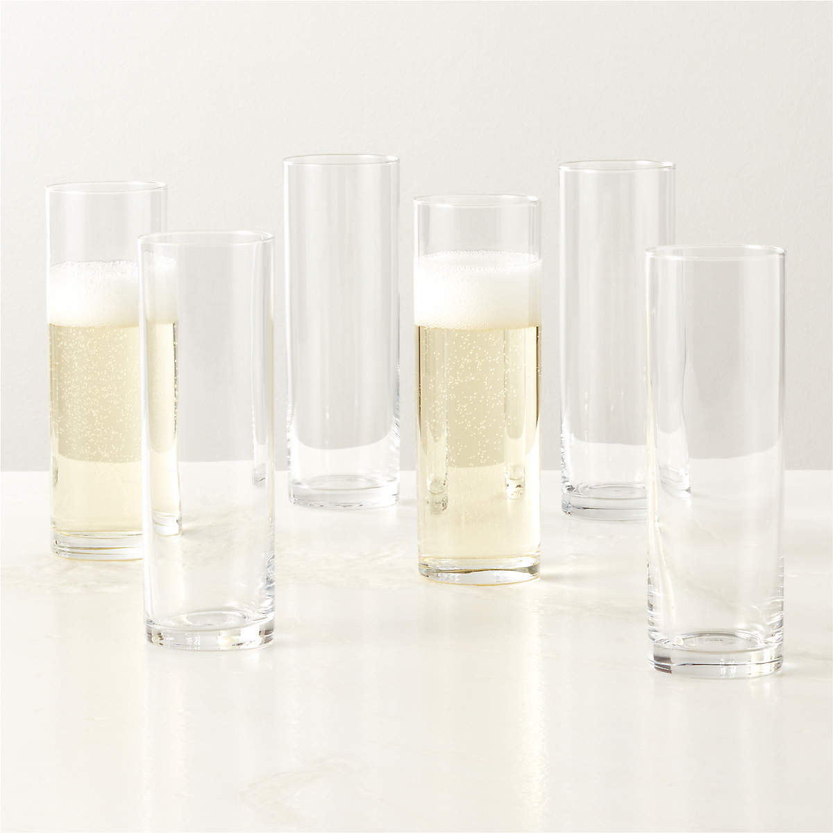 Cylinder Modern Champagne Flute Set of 6