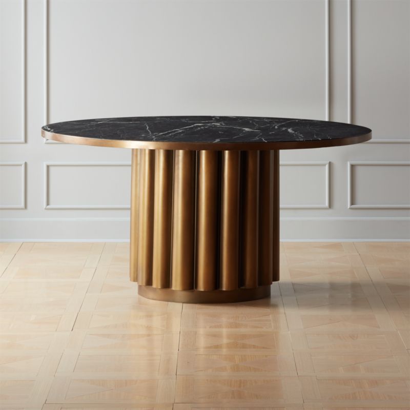 Cypher Black Marble Dining Table, Cb2 White Round Table