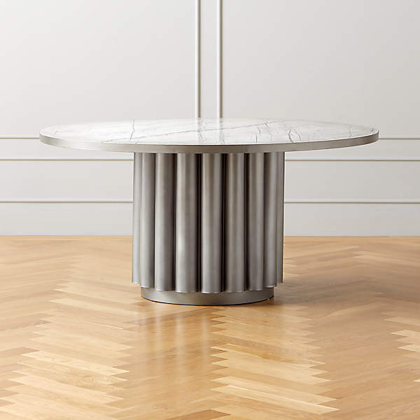 Cypher White Marble Dining Table, Cb2 White Round Table