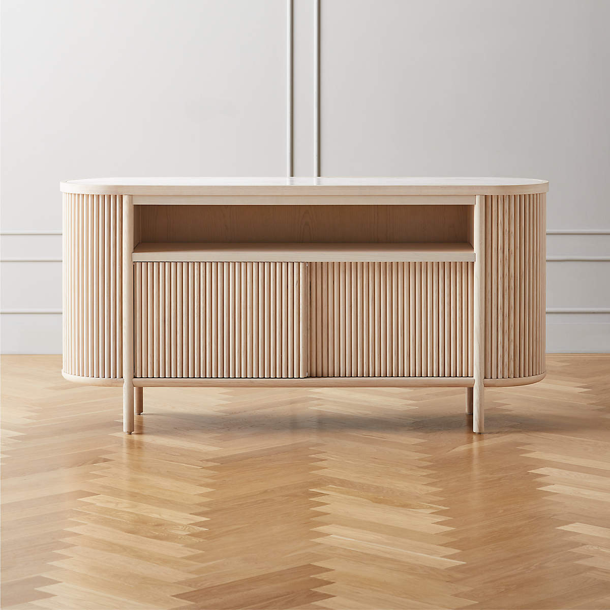 Cypress White-Washed Wood Credenza + Reviews | CB2