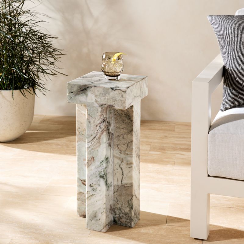 Cyprus Grey Marble Indoor/Outdoor Side Table - image 2 of 7
