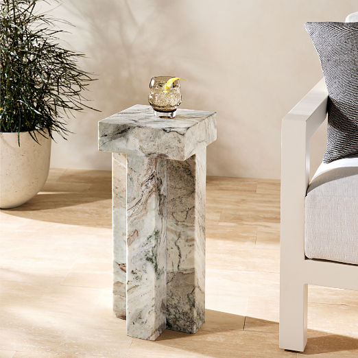 Cyprus Grey Marble Indoor/Outdoor Side Table