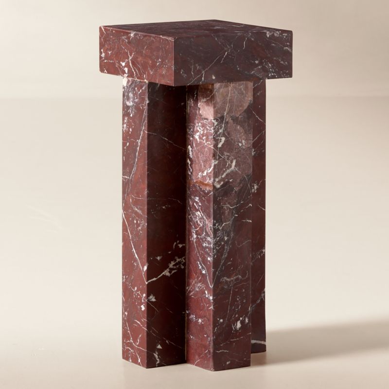 Cyprus Red Marble Indoor/Outdoor Side Table - image 3 of 5