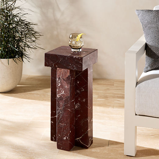 Cyprus Red Marble Indoor/Outdoor Side Table