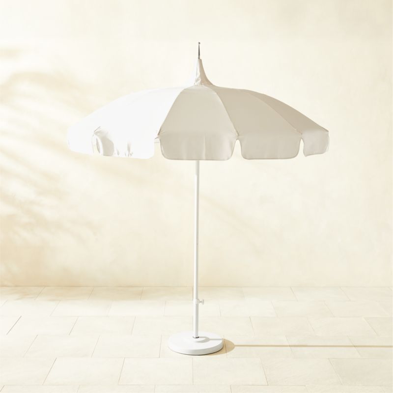 Pagoda Round Natural White Outdoor Umbrella with White Base - image 0 of 6