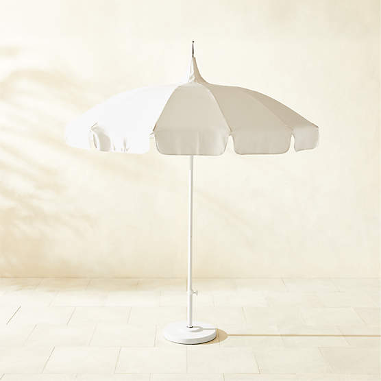 Pagoda Round Natural White Outdoor Umbrella with White Base