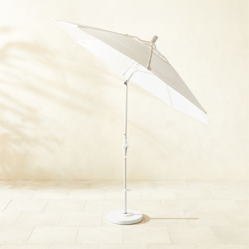 Market Round Natural White Outdoor Umbrella with White Base - image 1 of 4