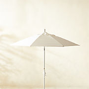 Market Round Natural White Outdoor Umbrella with White Pole