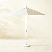 Market Round Natural White Outdoor Umbrella with White Base