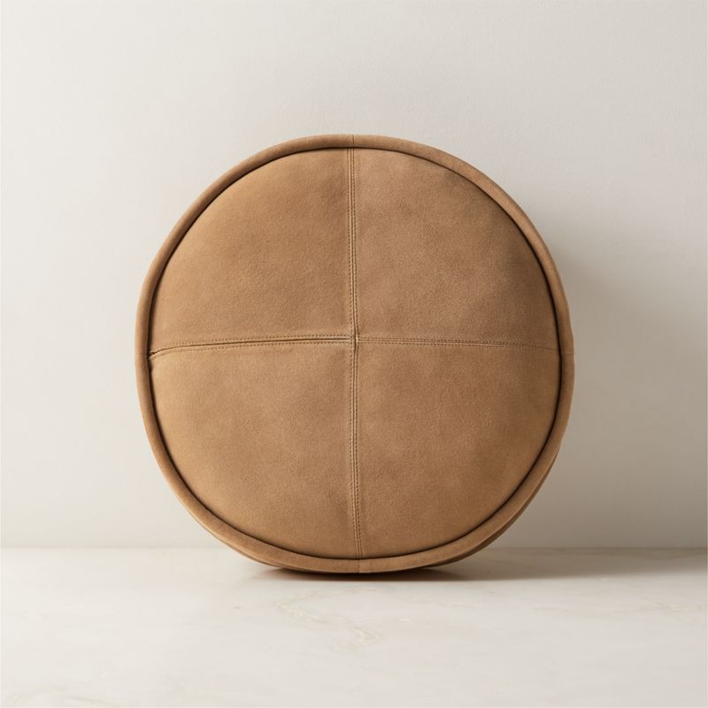 Dacre Round Light Brown Suede Throw Pillow 12" - image 0 of 4