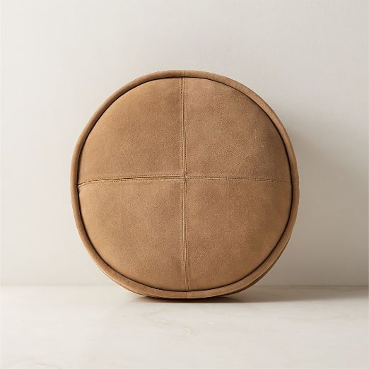 Dacre Round Light Brown Suede Throw Pillow 16"