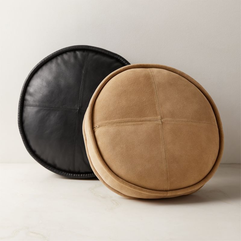 Dacre Round Light Brown Suede Throw Pillow 12" - image 2 of 4