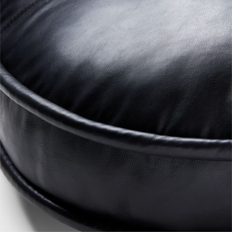 Dacre Round Black Leather Throw Pillow 16'' - image 2 of 3