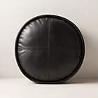 Bolster Black Leather Throw Pillow 24"