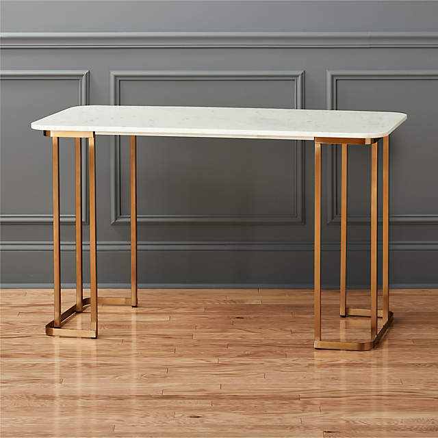 Dahlia Marble Desk Reviews Cb2, White Marble Top Desk With Gold Legs