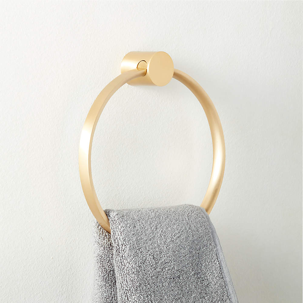 Damon Modern Brushed Brass Towel Ring + Reviews