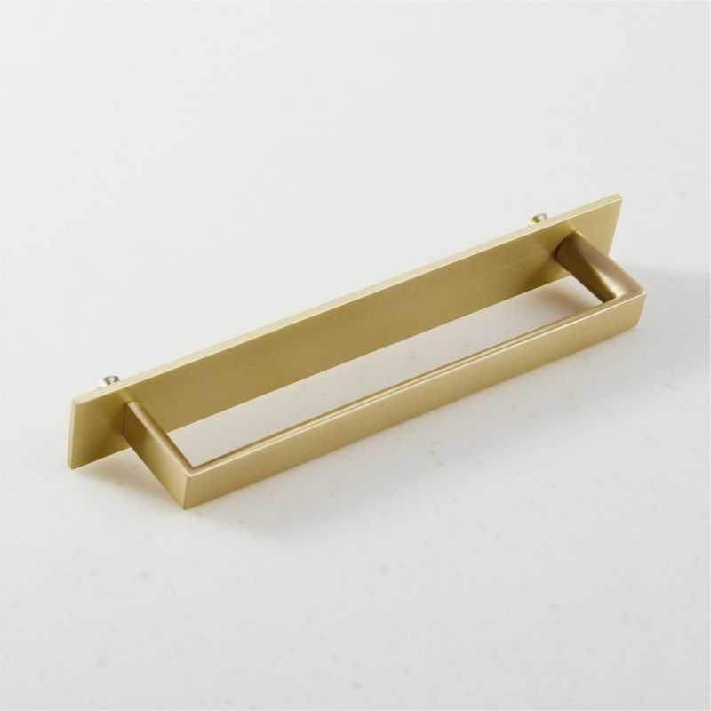 Damon Brushed Brass Handle with Back Plate 6" - image 1 of 5