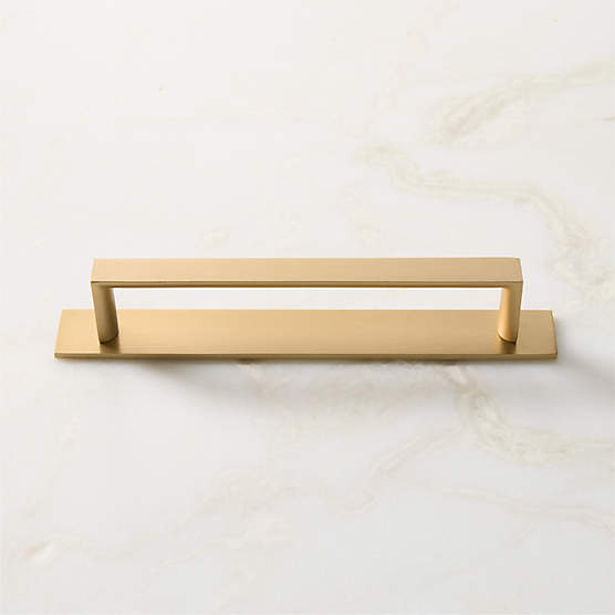 Damon Brushed Brass Cabinet Handle with Back Plate 6"