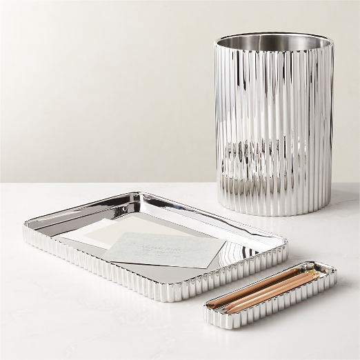 Danilo Pleated Stainless Steel Wastebasket