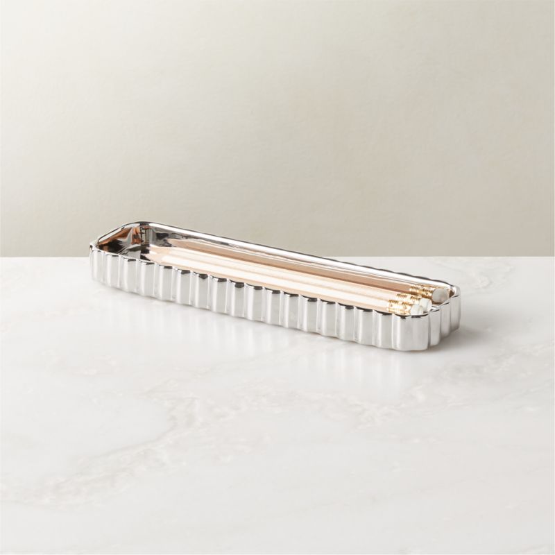 Danilo Pleated Stainless Steel Pencil Tray - image 3 of 5