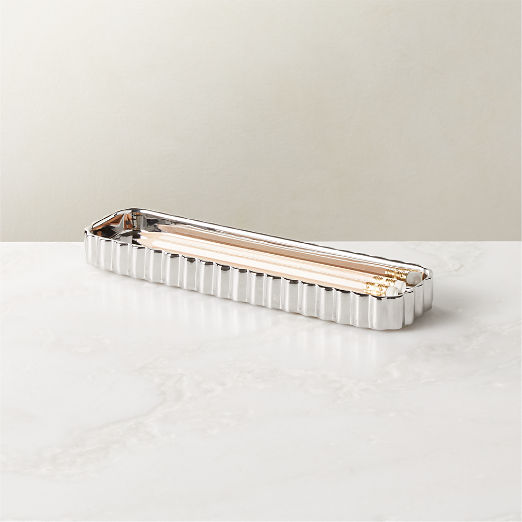 Danilo Pleated Stainless Steel Pencil Tray