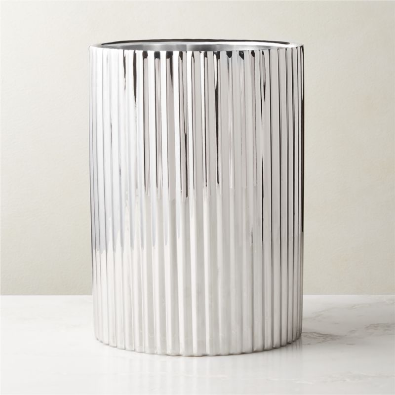 Danilo Pleated Stainless Steel Wastebasket - image 0 of 4