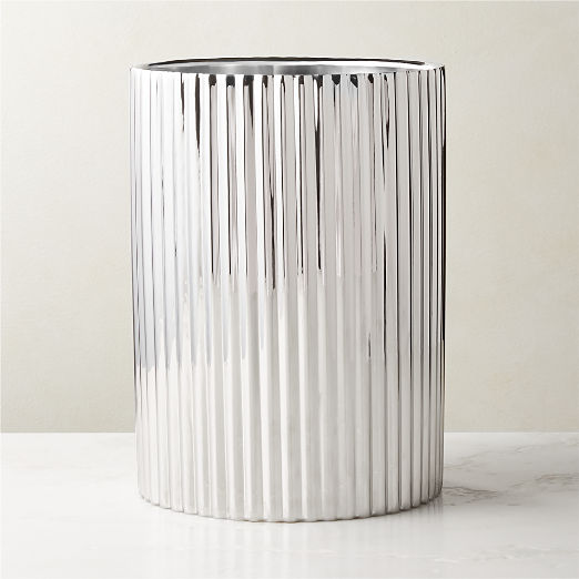 Danilo Pleated Stainless Steel Wastebasket