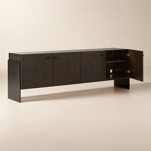Dante 90" Dark Wood and Metal Credenza