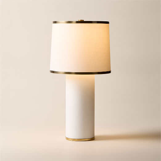Dara White Linen Table Lamp