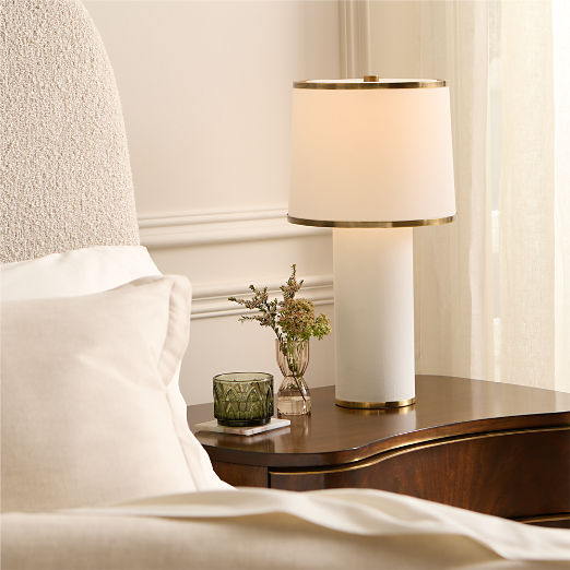 Dara White Linen Table Lamp